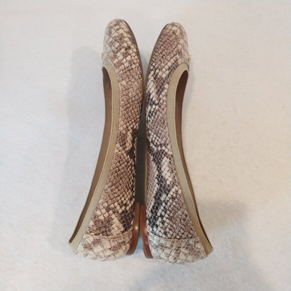Kate Spade Ballet Flats Shoes Womens 10 Beige Python Embossed Kora Leather Logo - Picture 5 of 11